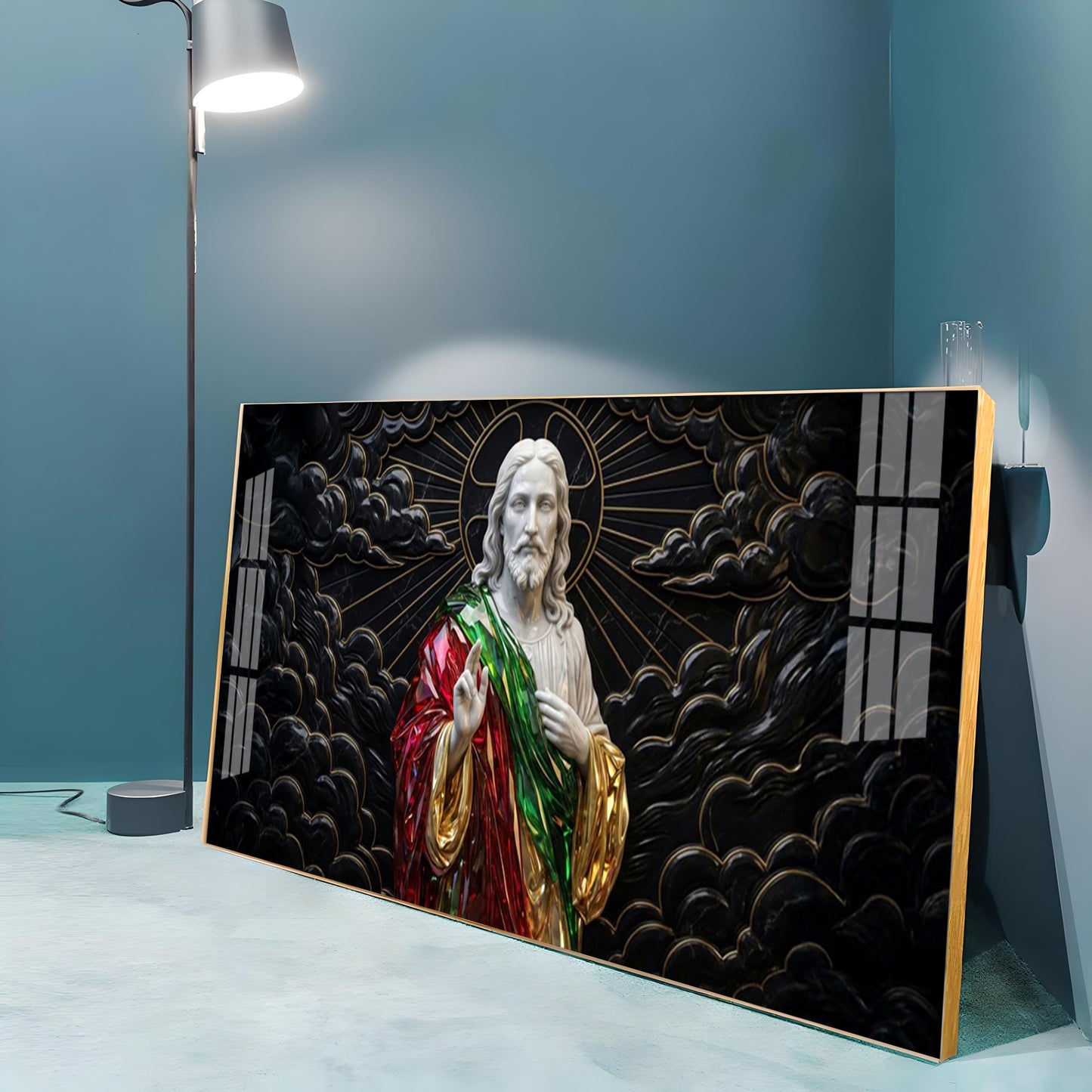 Jesus Christ Against A Dark Premium Acrylic Horizontal Wall Art