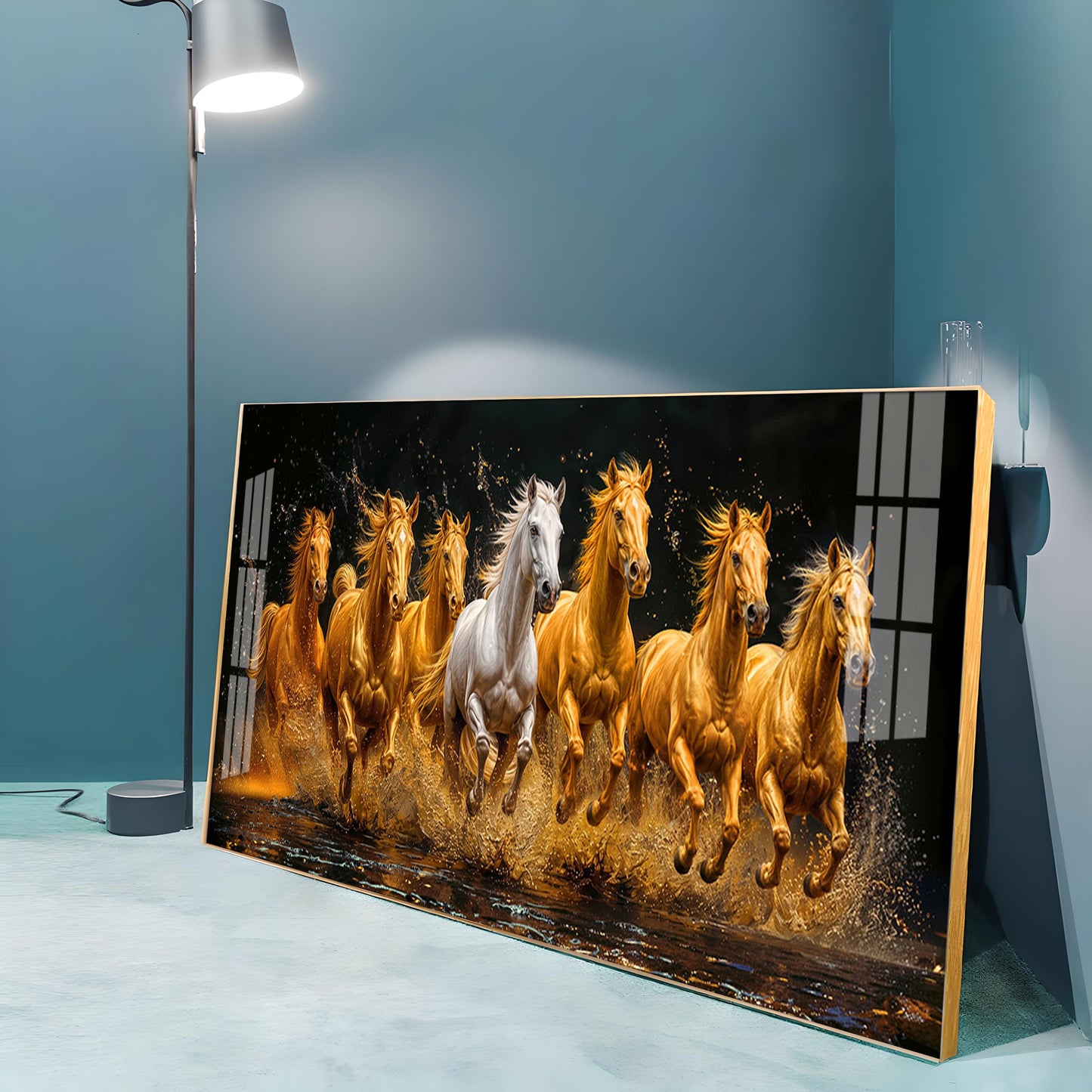 Seven Majestic Horses Premium Acrylic Horizontal Wall Art