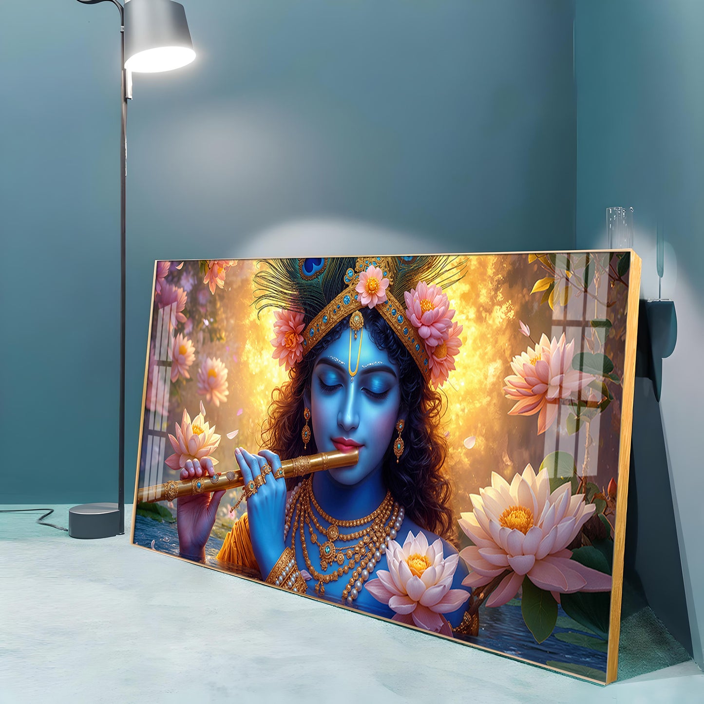 Krishna Bhagwan Premium Acrylic Horizontal Wall Art