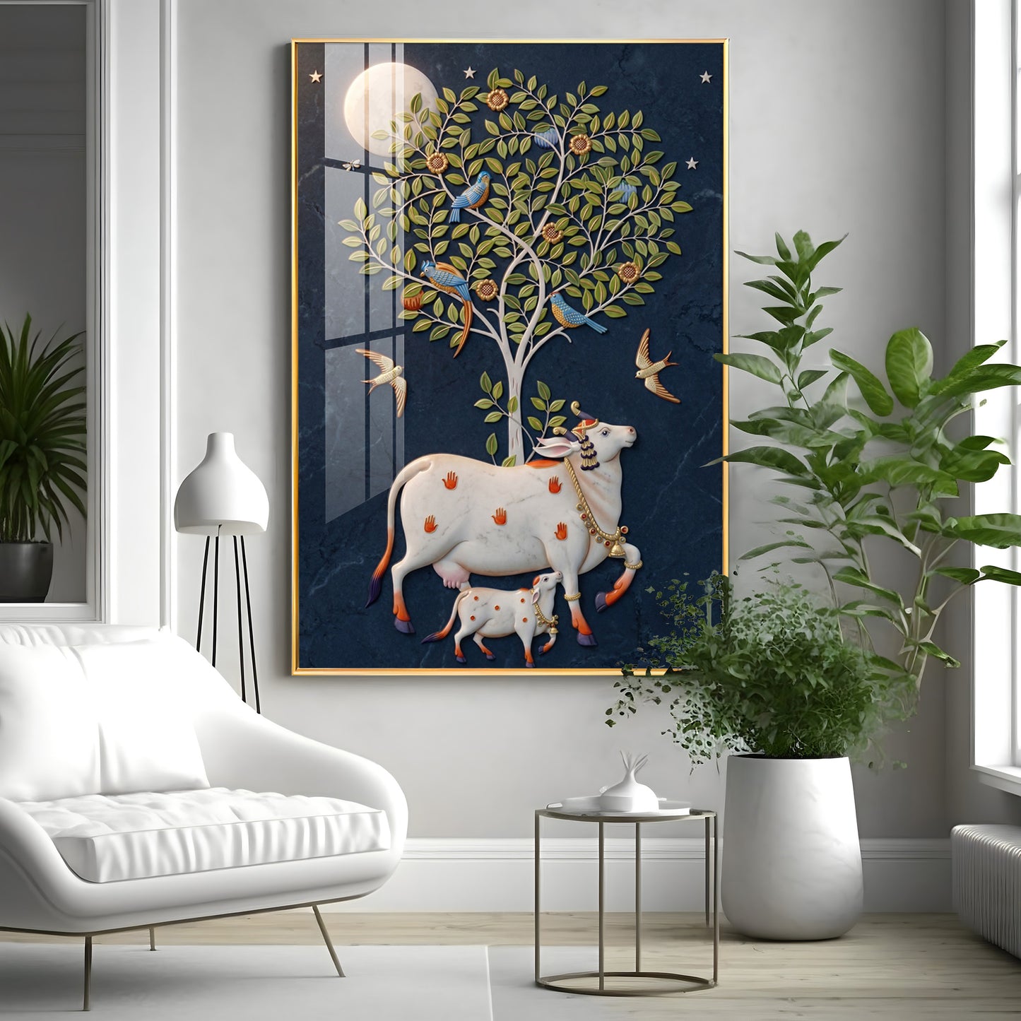 Pichwai Cow Premium Acrylic Vertical Wall Art
