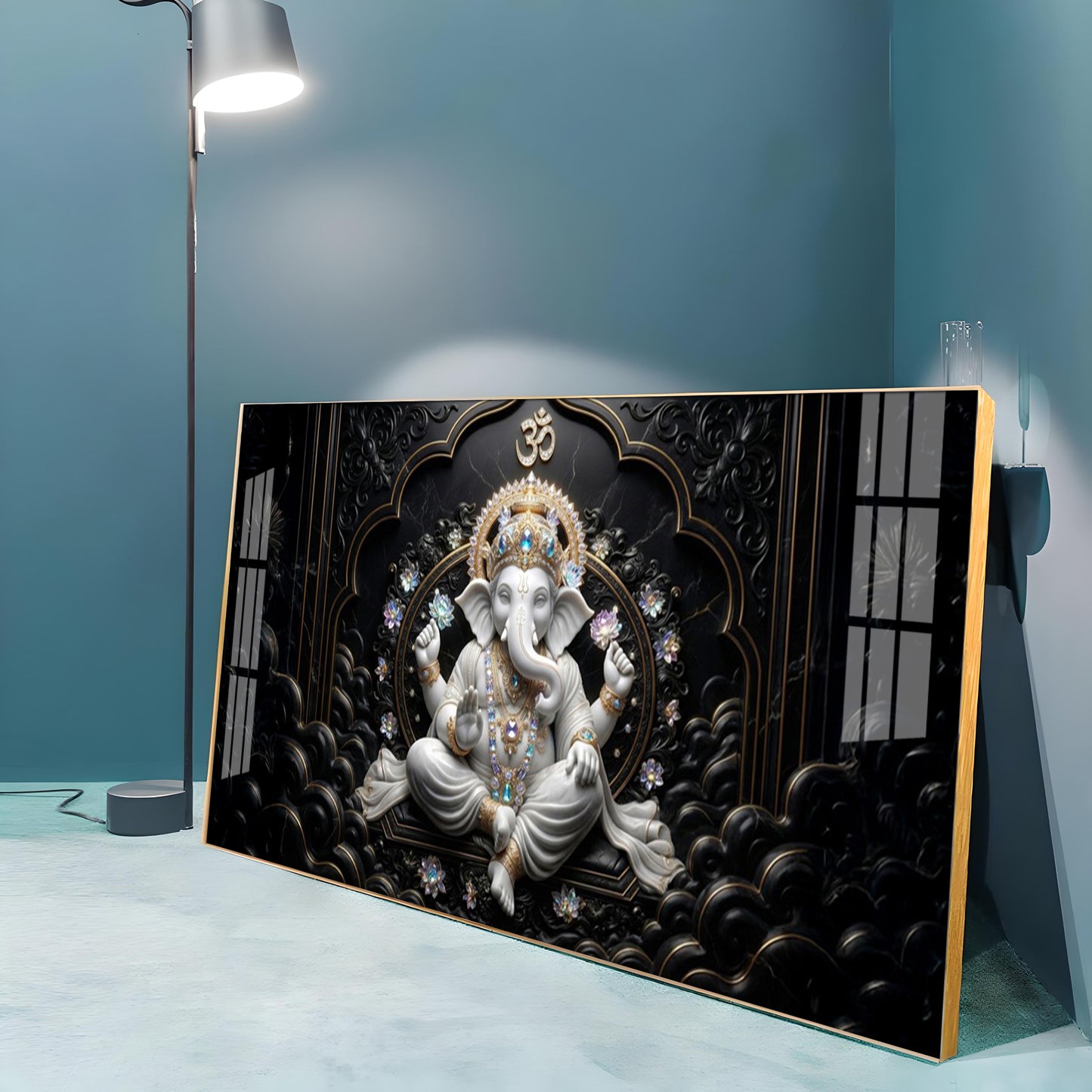 Lord Ganesha With Ornate Jewelry Premium Acrylic Horizontal Wall Art
