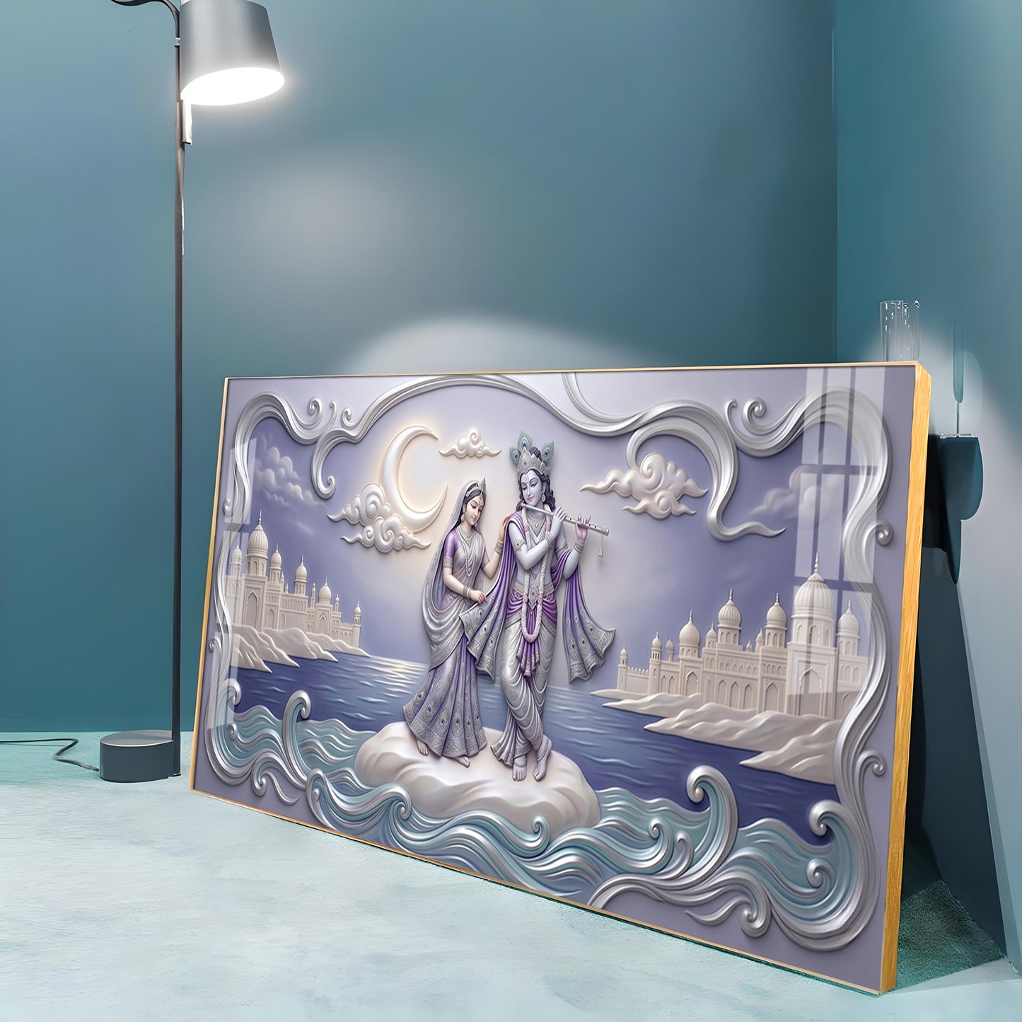 Divine God Radha Krishna Premium Acrylic Horizontal Wall Art