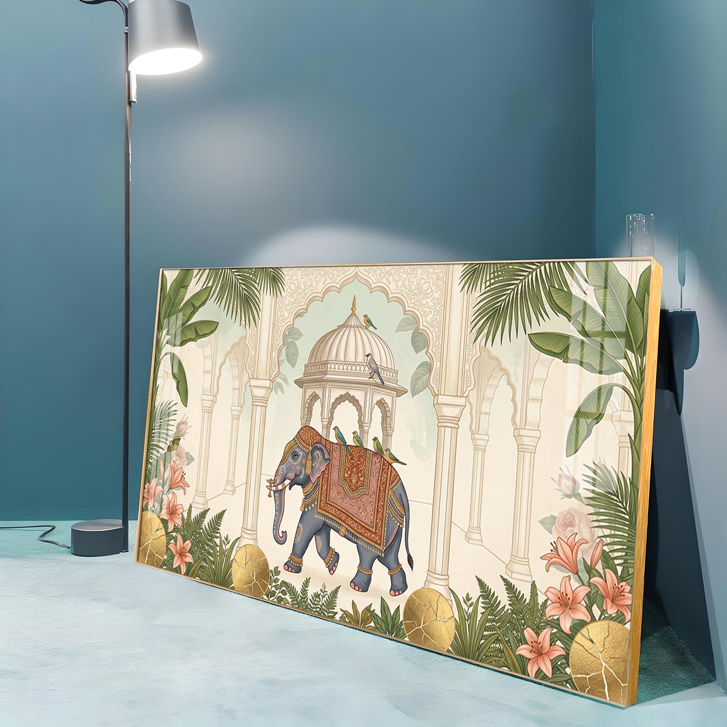 Royal Elephant in Palace Premium Acrylic Horizontal Wall Art