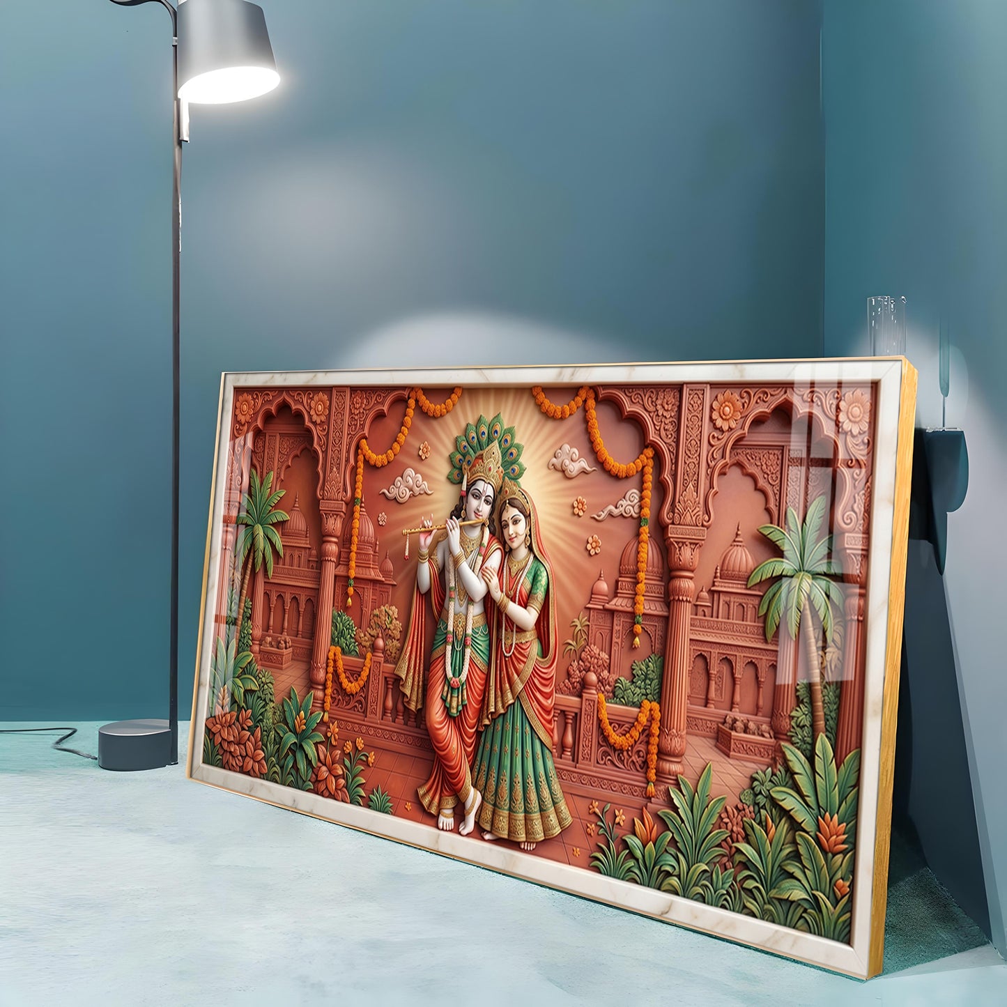 Depicting Divine Love Radha Krishna Premium Acrylic Horizontal Wall Art