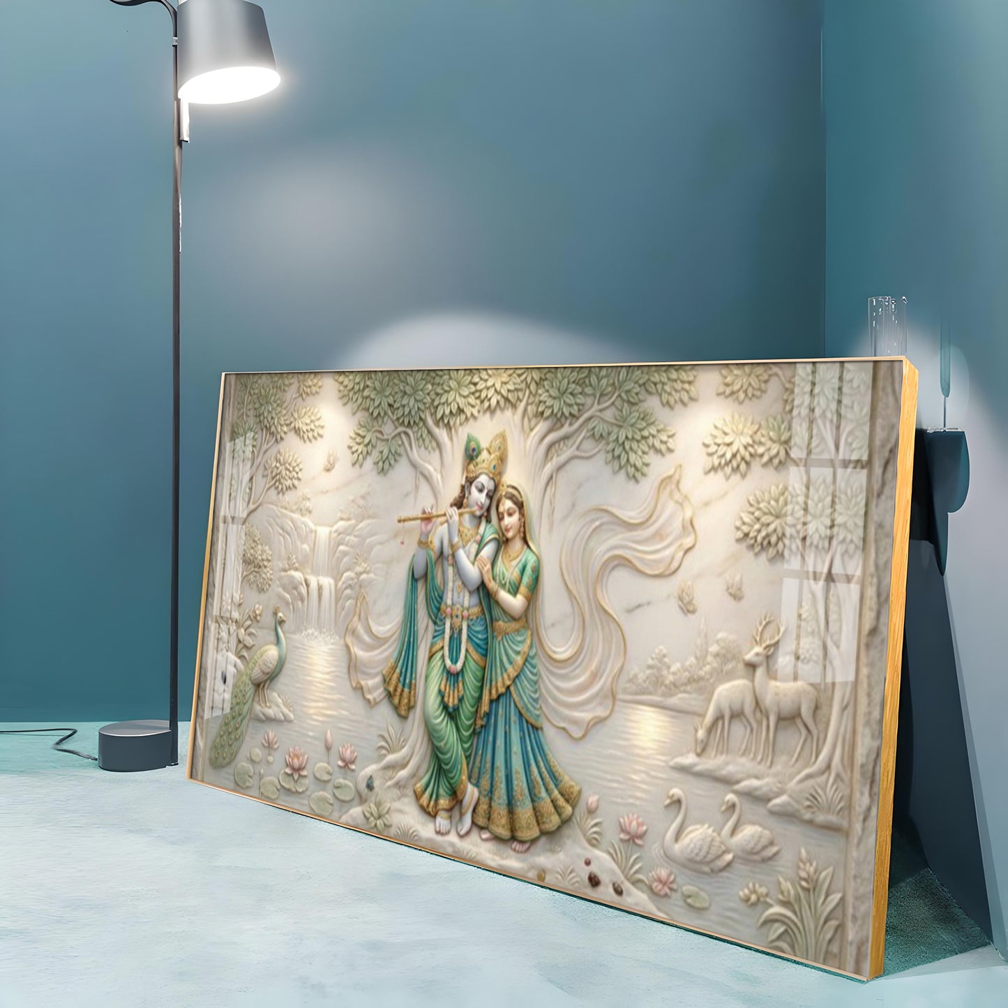 Radha Krishna Under A Tree Premium Acrylic Horizontal Wall Art