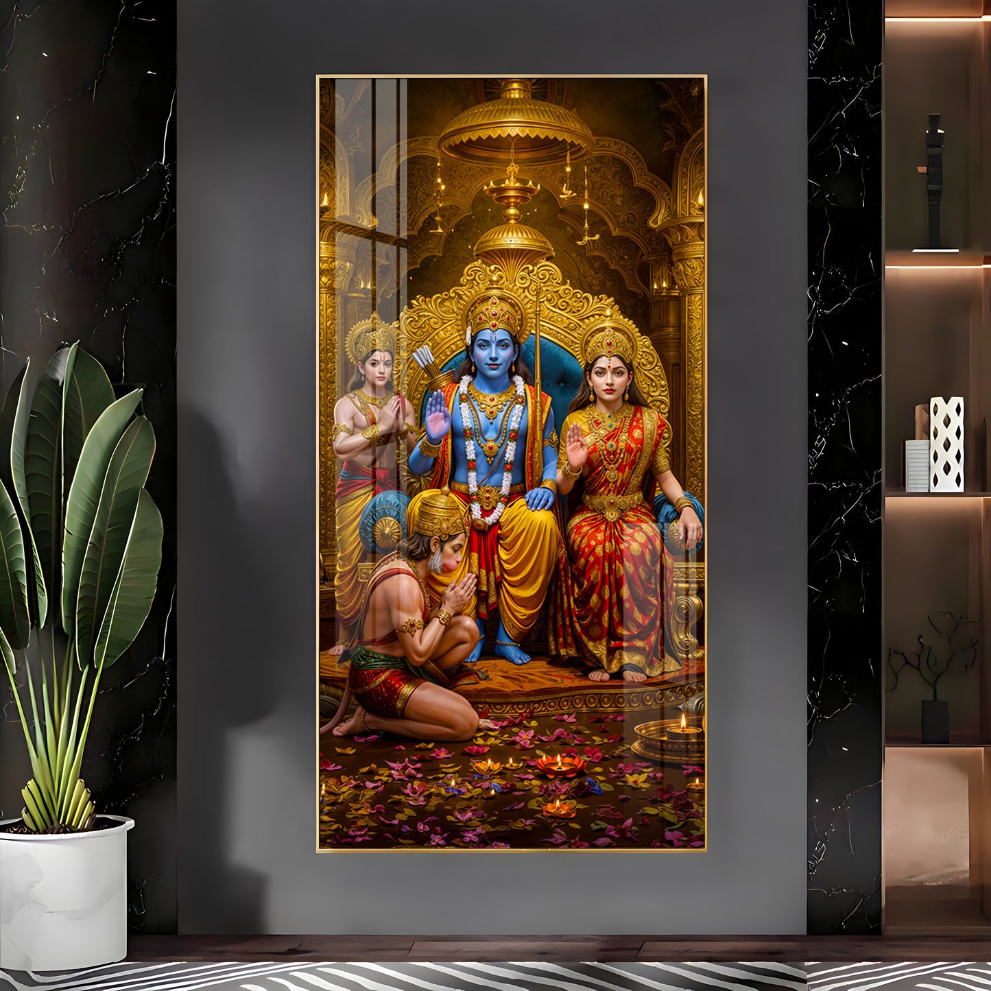 Devotion Of Hanuman Premium Acrylic Vertical Wall Art