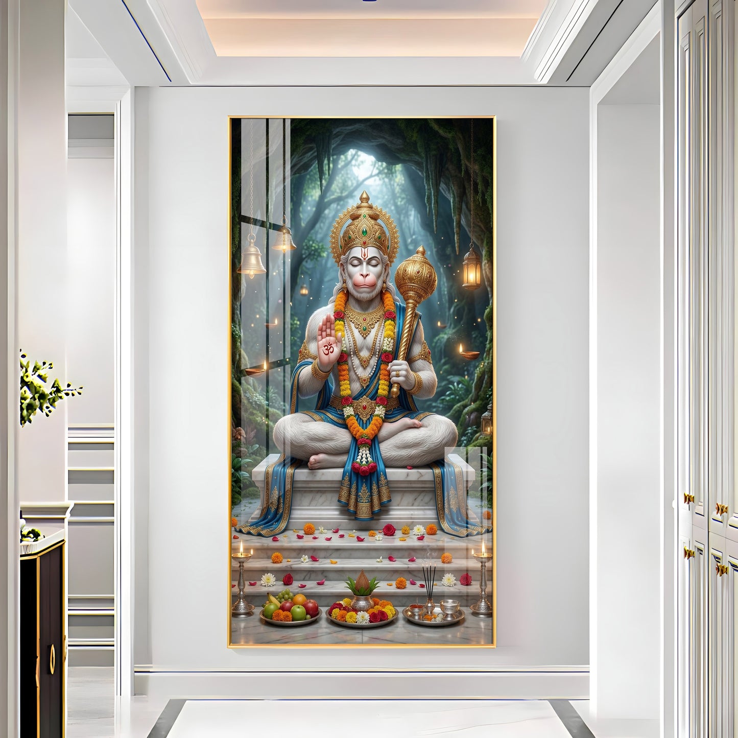 Divine Harmony Of Lord Hanuman Premium Acrylic Vertical Wall Art