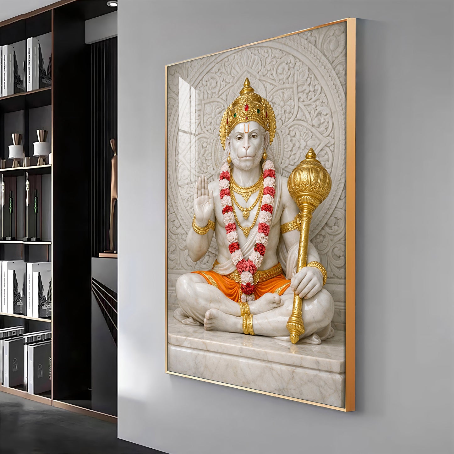 Divine Ram Bhakt Hanuman Premium Acrylic Vertical Wall Art