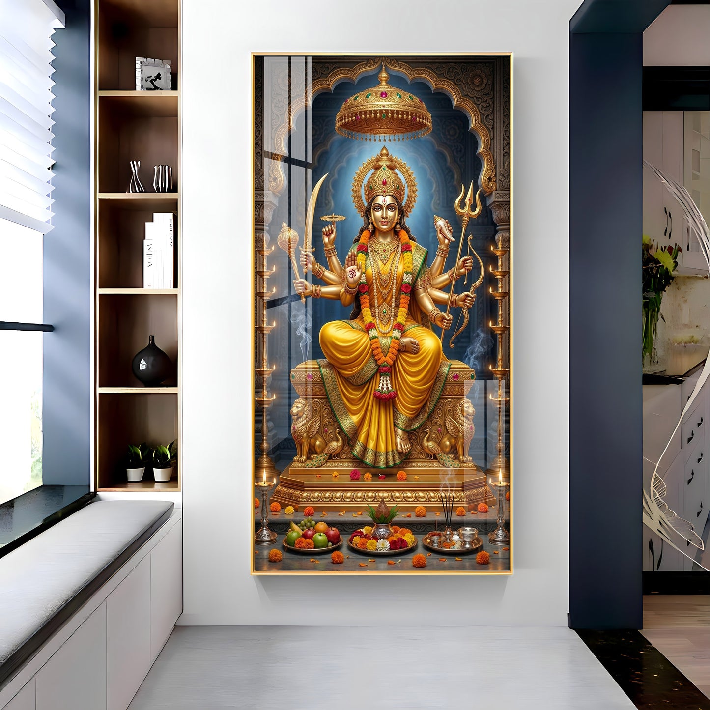 Divine Maa Durga's Blessing Premium Acrylic Vertical Wall Art
