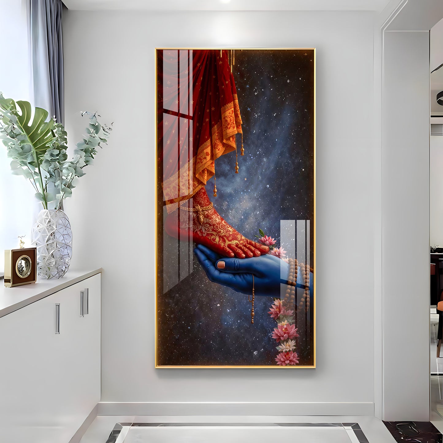 Shiv Ji Hand With Parvati Feet Premium Acrylic Vertical Wall Art