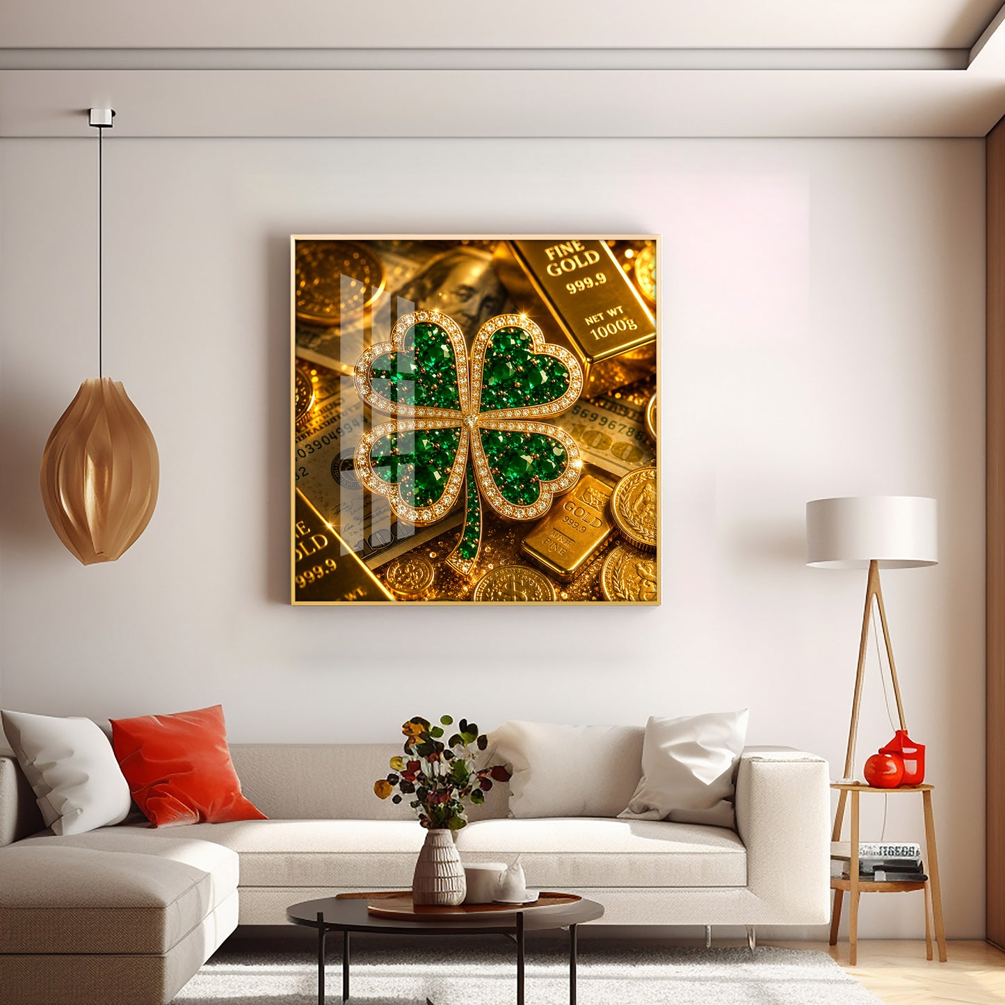 Green Gemstone Premium Acrylic Square Wall Art
