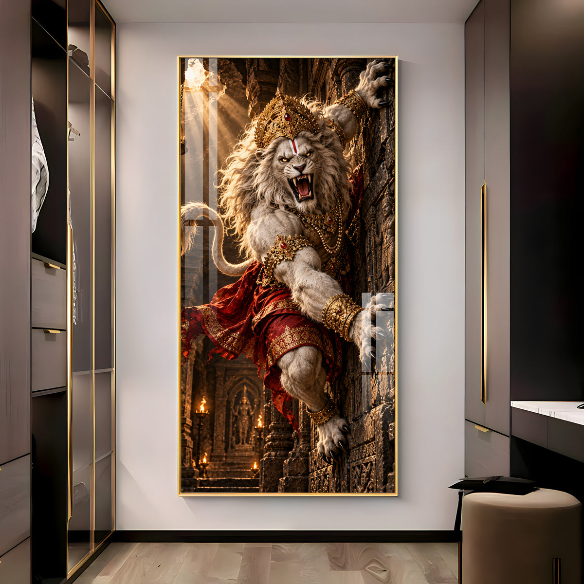 Bhagwan Narsimha Premium Acrylic Vertical Wall Art