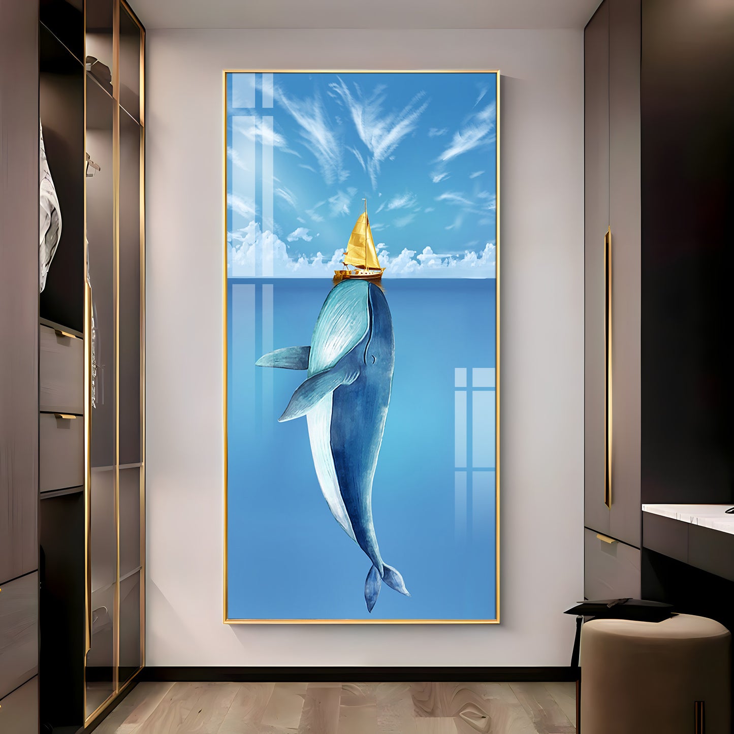 Cartoon Whale Premium Acrylic Vertical Wall Art