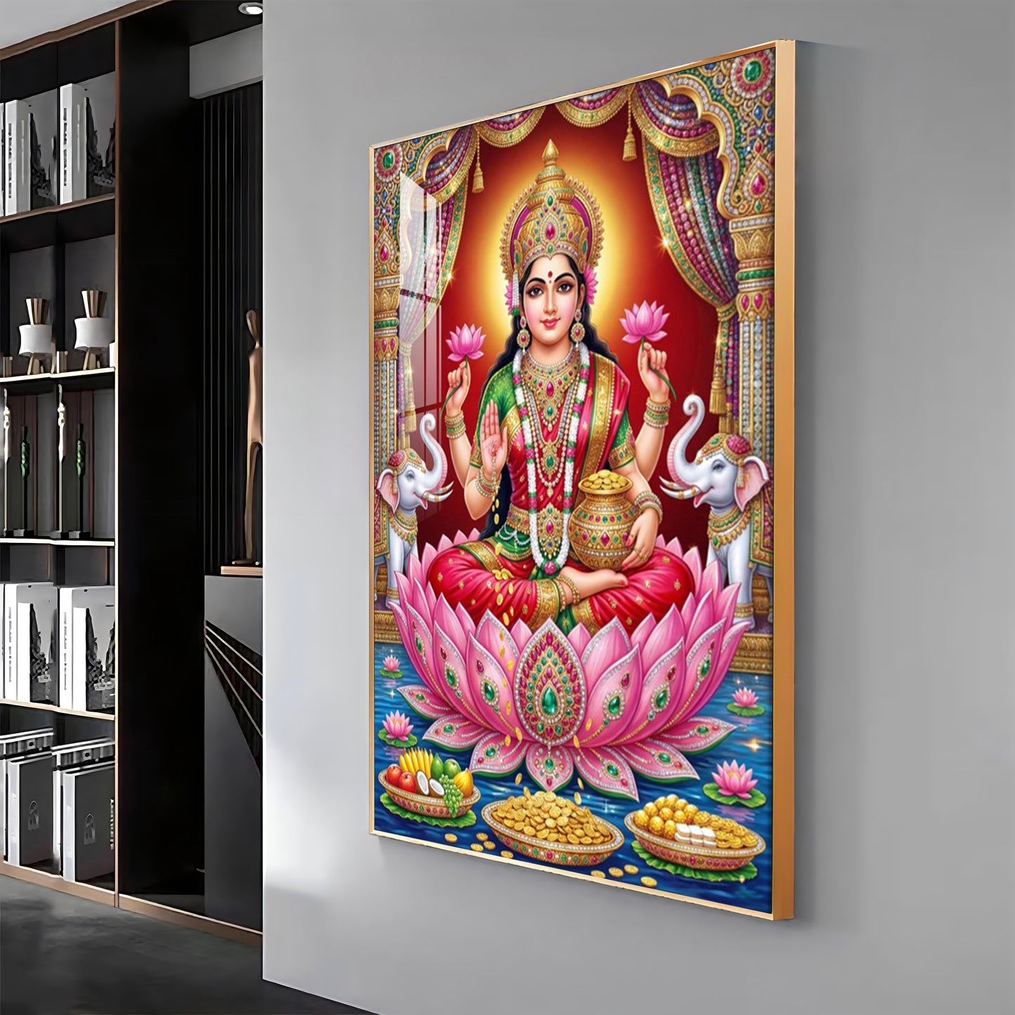 Goddess Mahalakshmi Premium Acrylic Vertical Wall Art