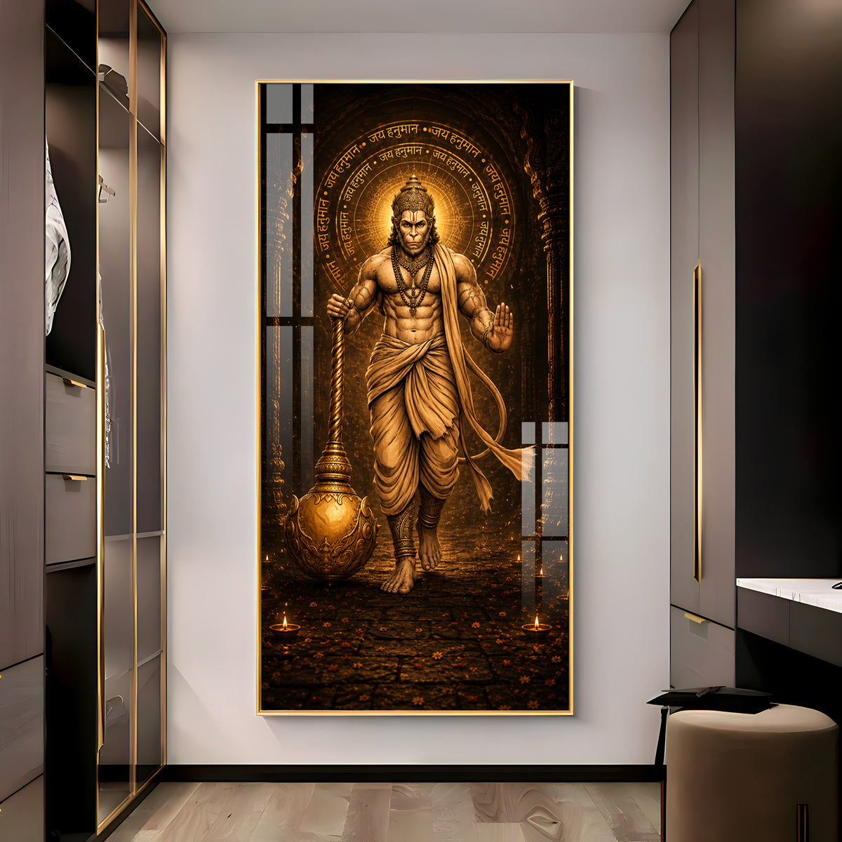 Spiritual God Hanuman Ji Premium Acrylic Vertical Wall Art