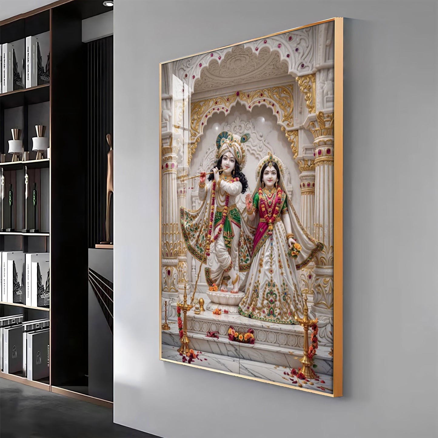 Grace Of Radha Krishna Love Premium Acrylic Vertical Wall Art