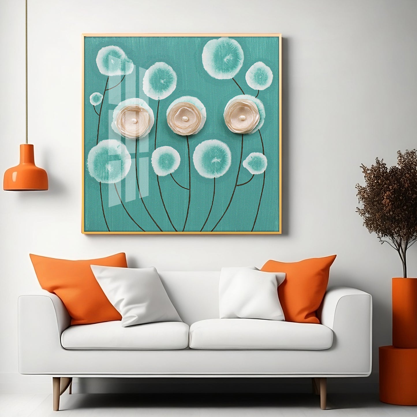 Poppy Flowers Premium Acrylic Square Wall Art