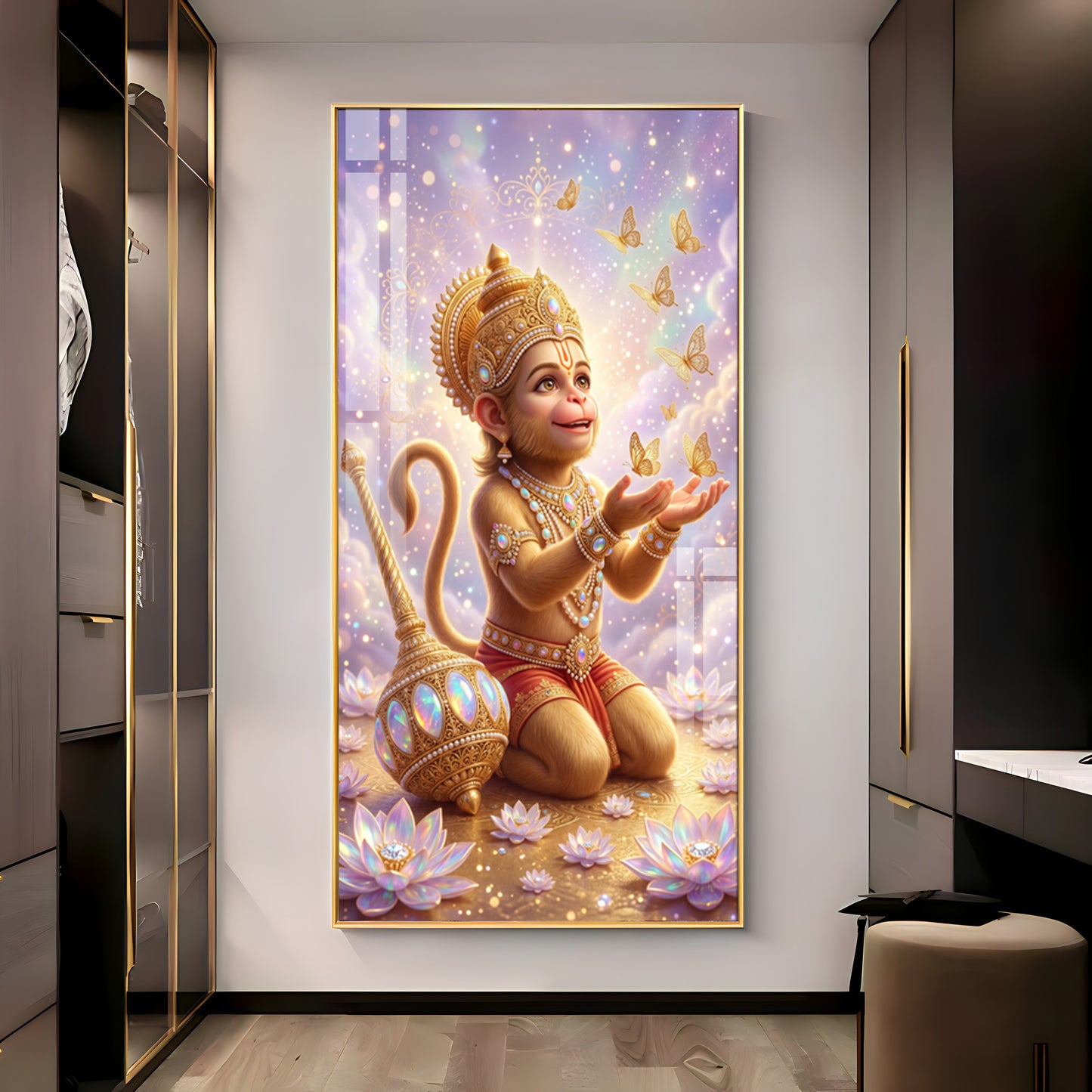 Bal Hanuman Ji Premium Acrylic Vertical Wall Art