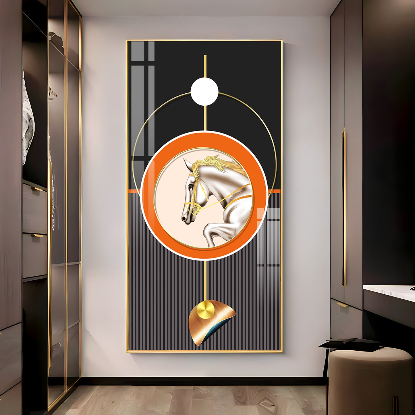 Horse Golden Ember Premium Acrylic Vertical Wall Art