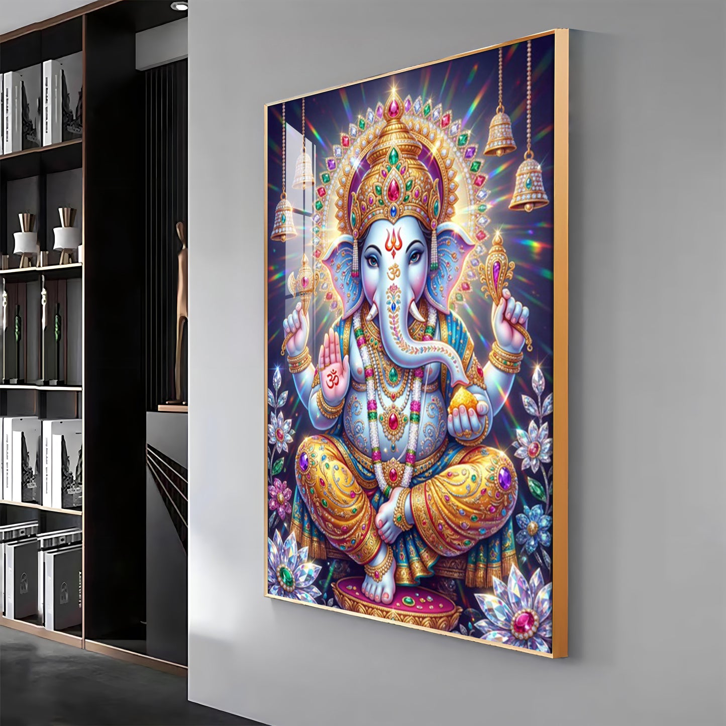 Celestial Serenity Of Lord Ganesha Premium Acrylic Vertical Wall Art
