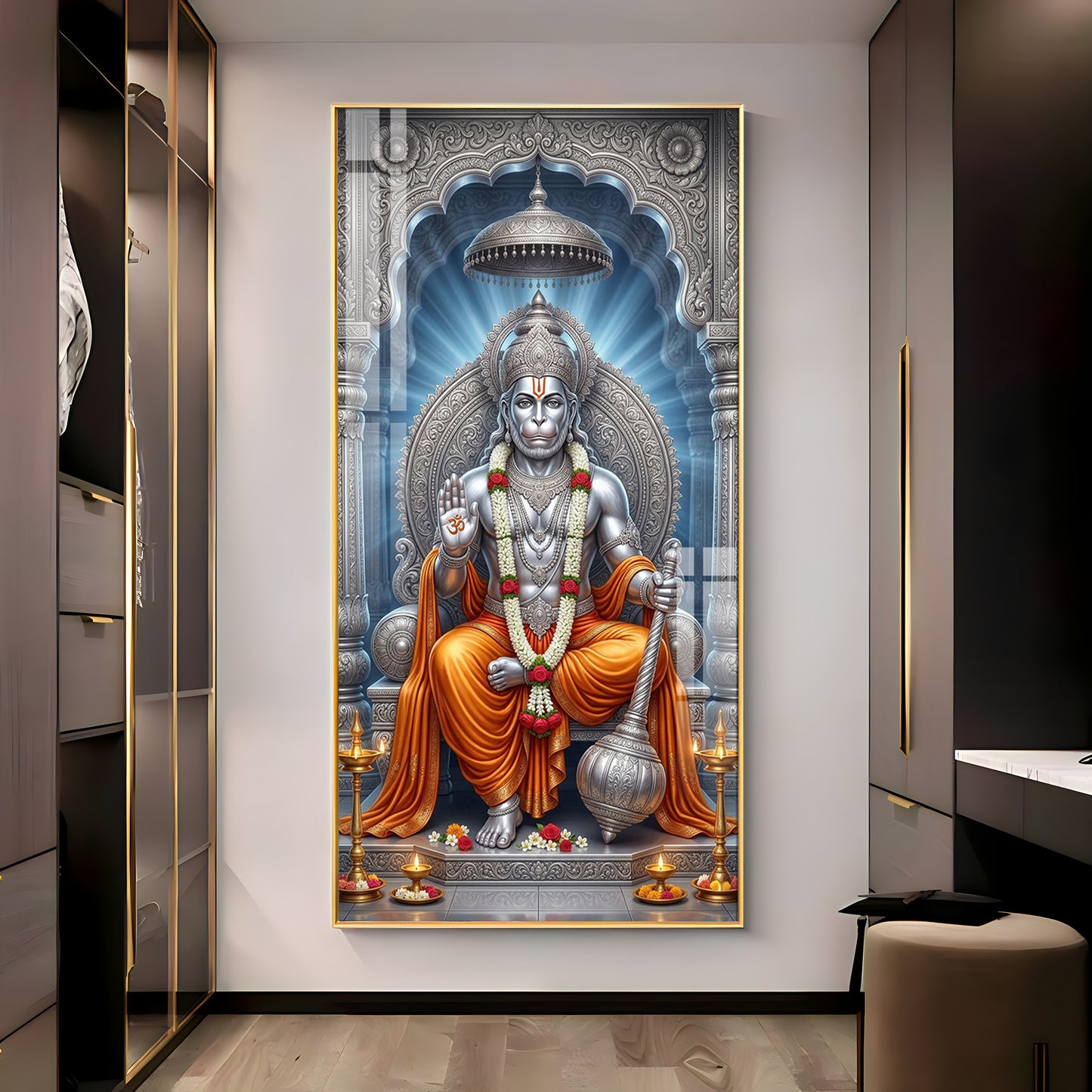 Exalted Hanuman Ji Premium Acrylic Vertical Wall Art