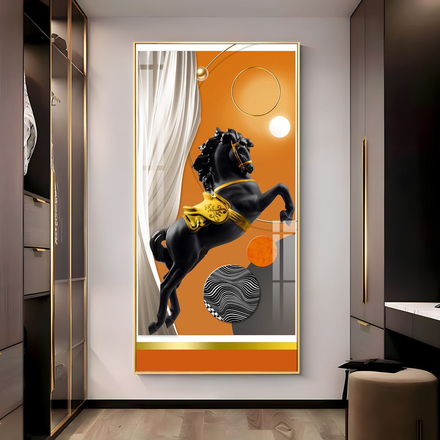Muscular Black Horse Premium Acrylic Vertical Wall Art