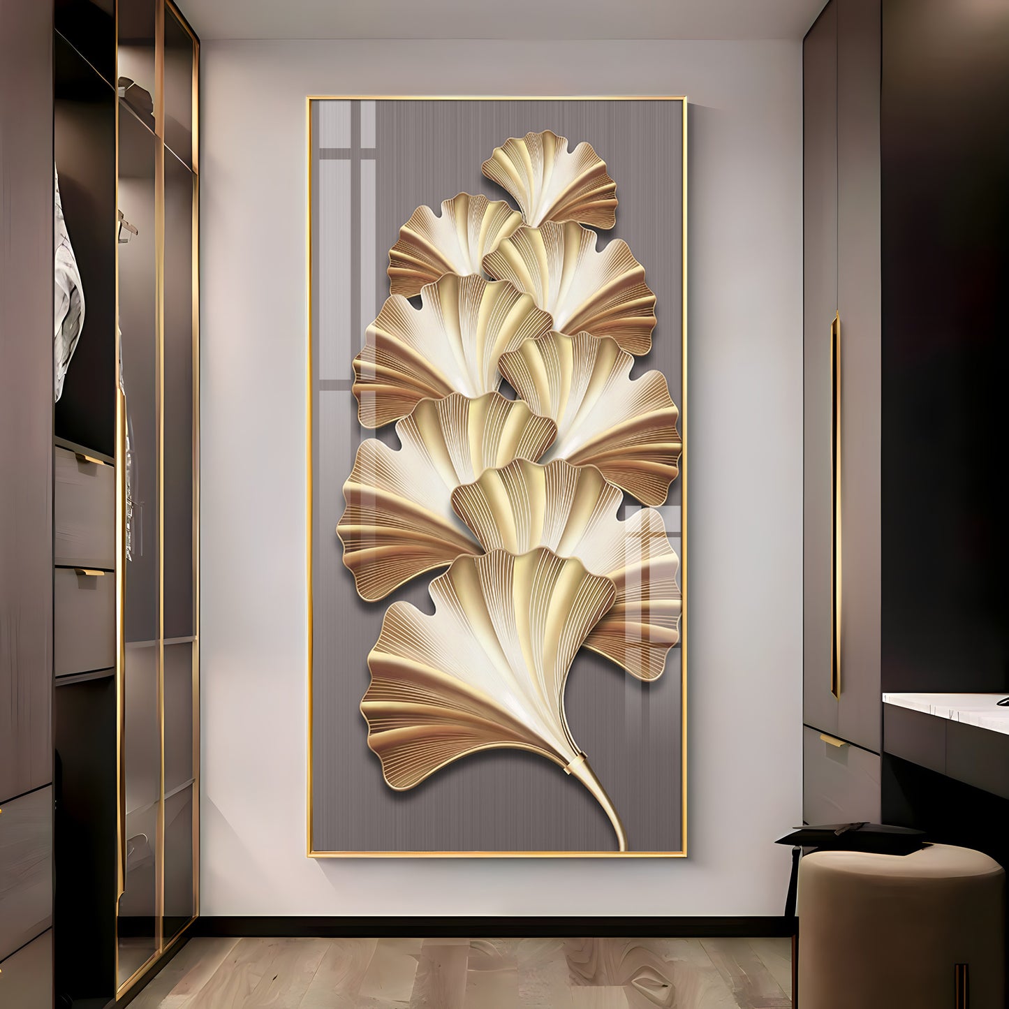 Golden Glow Premium Acrylic Vertical Wall Art