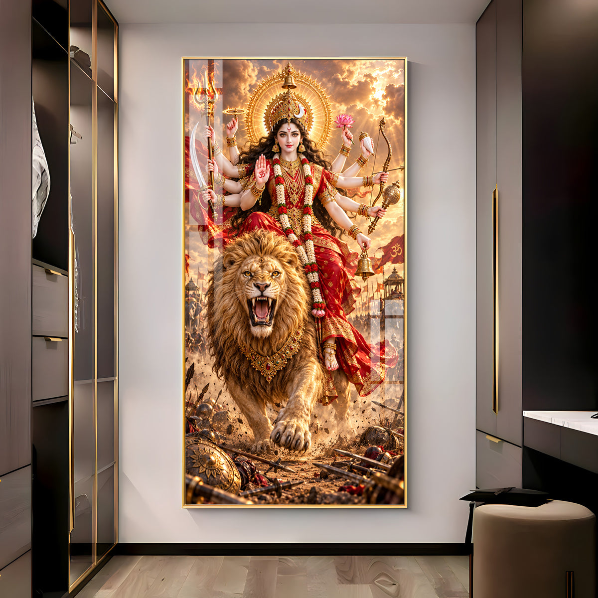 Maa Chandraghanta Premium Acrylic Vertical Wall Art