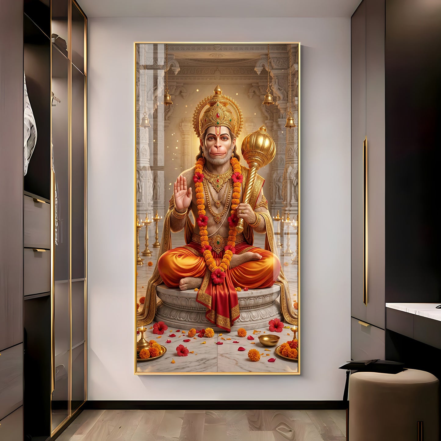 Divine Blessings Of Hanuman Ji Premium Acrylic Vertical Wall Art