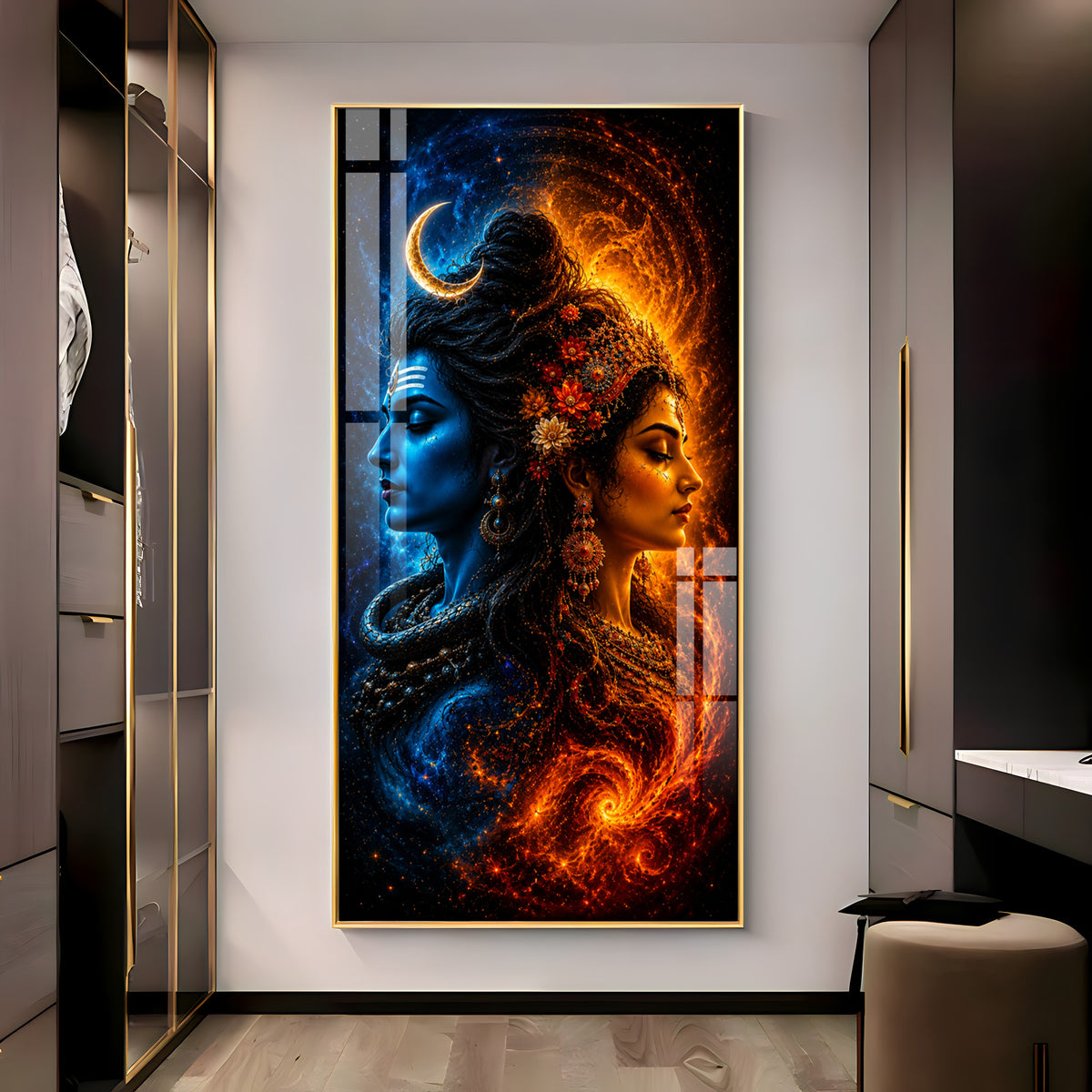 Celestial Ardhanarishvara Cosmic Balance Premium Acrylic Vertical