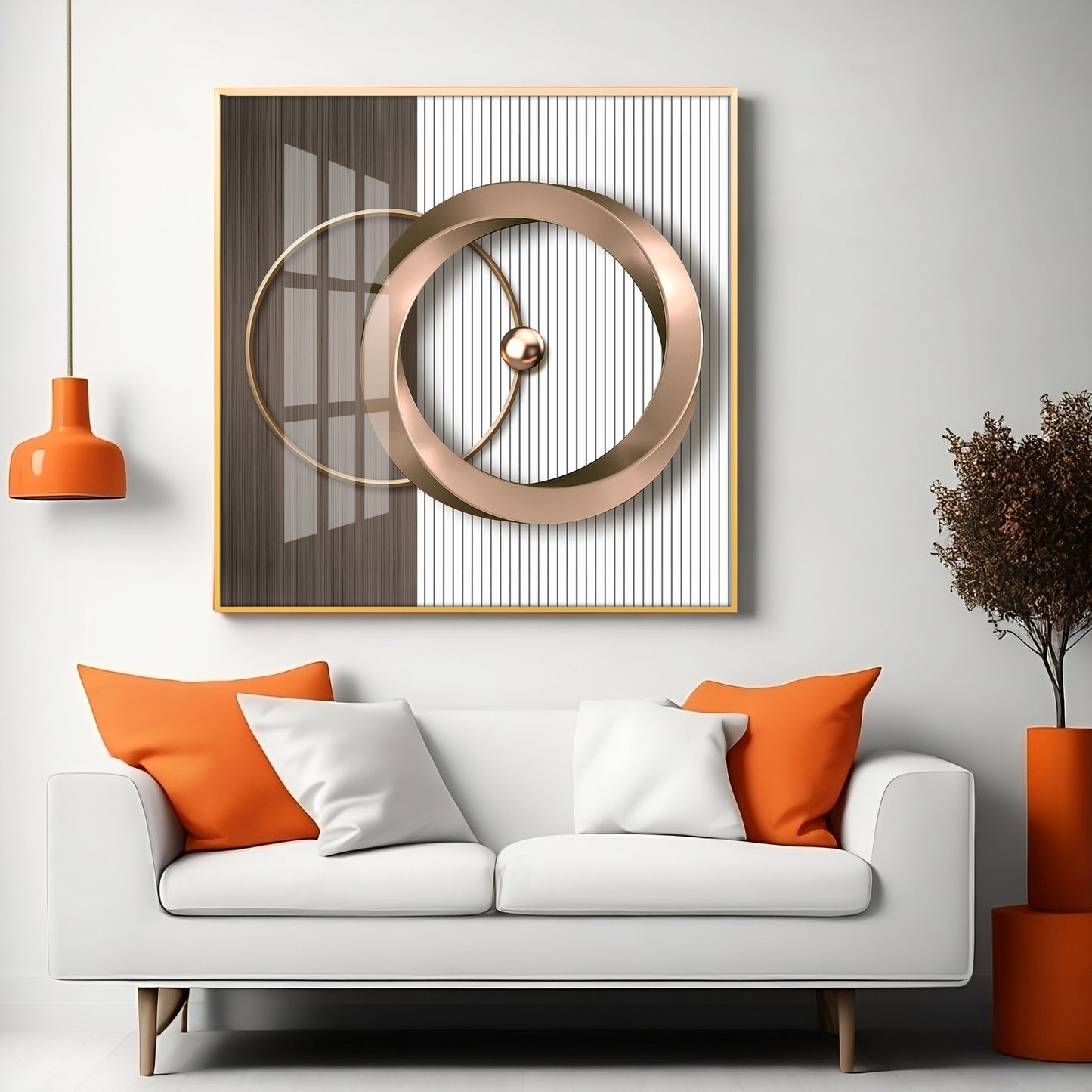 Modern Gold Geometric Premium Acrylic Square Wall Art