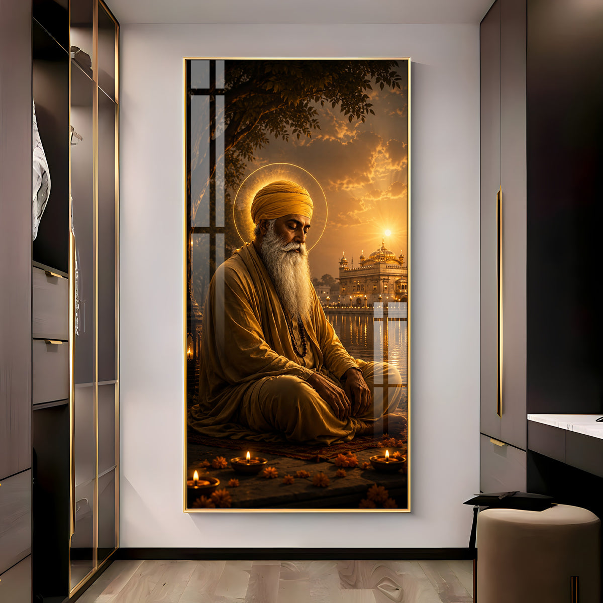 Divine Guru Nanak Ji Premium Acrylic Vertical Wall Art