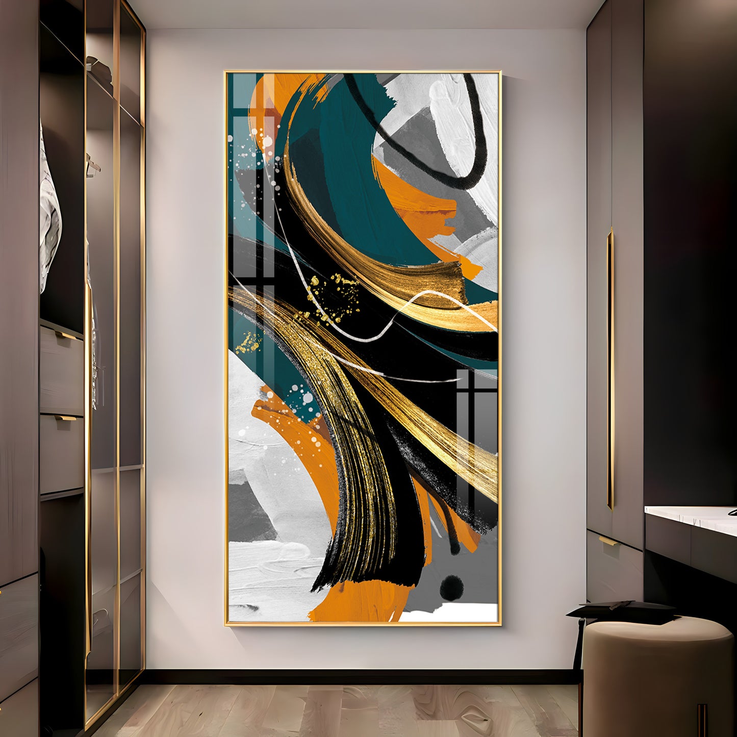 Abstract Gold Foil Premium Acrylic Vertical Wall Art