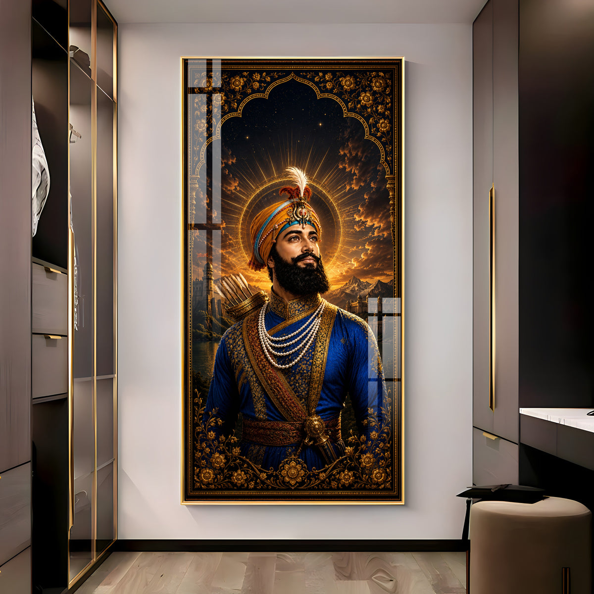 Guru Gobind Singh Ji Royal Blue Attire Premium Acrylic Vertical Wall Art