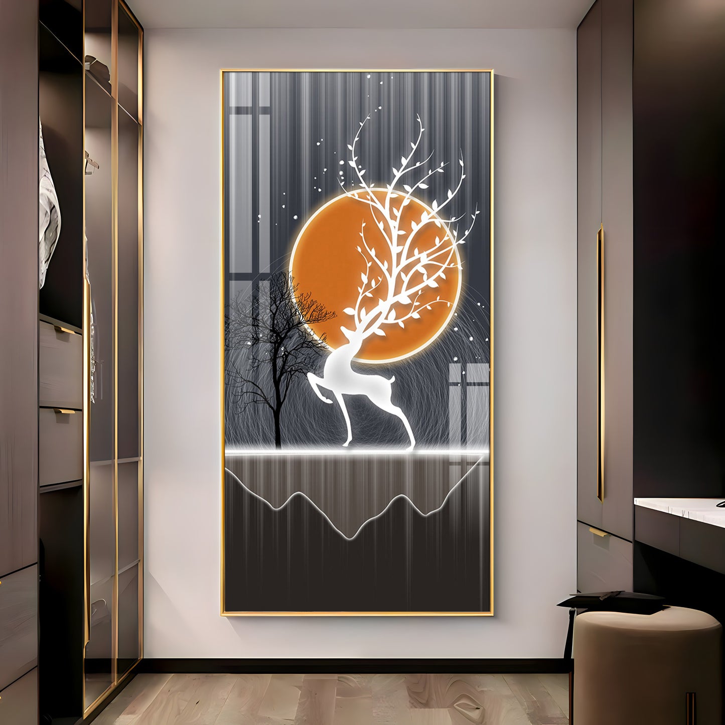 Luminious Deer Premium Acrylic Vertical Wall Art