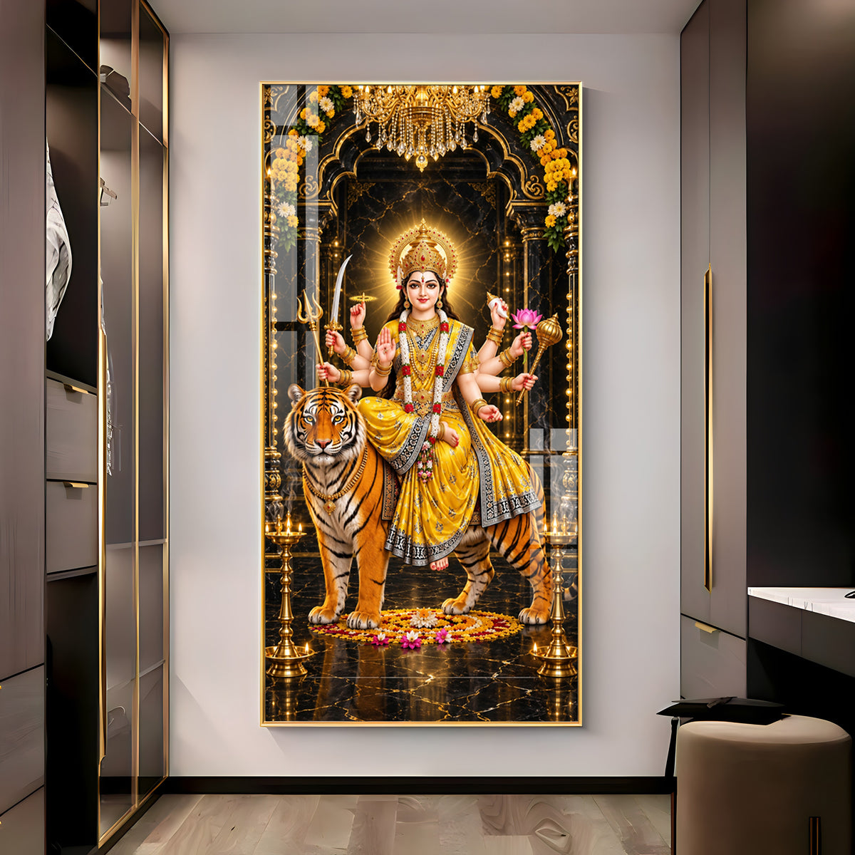 Pitambari Maa Durga Premium Acrylic Vertical Wall Art