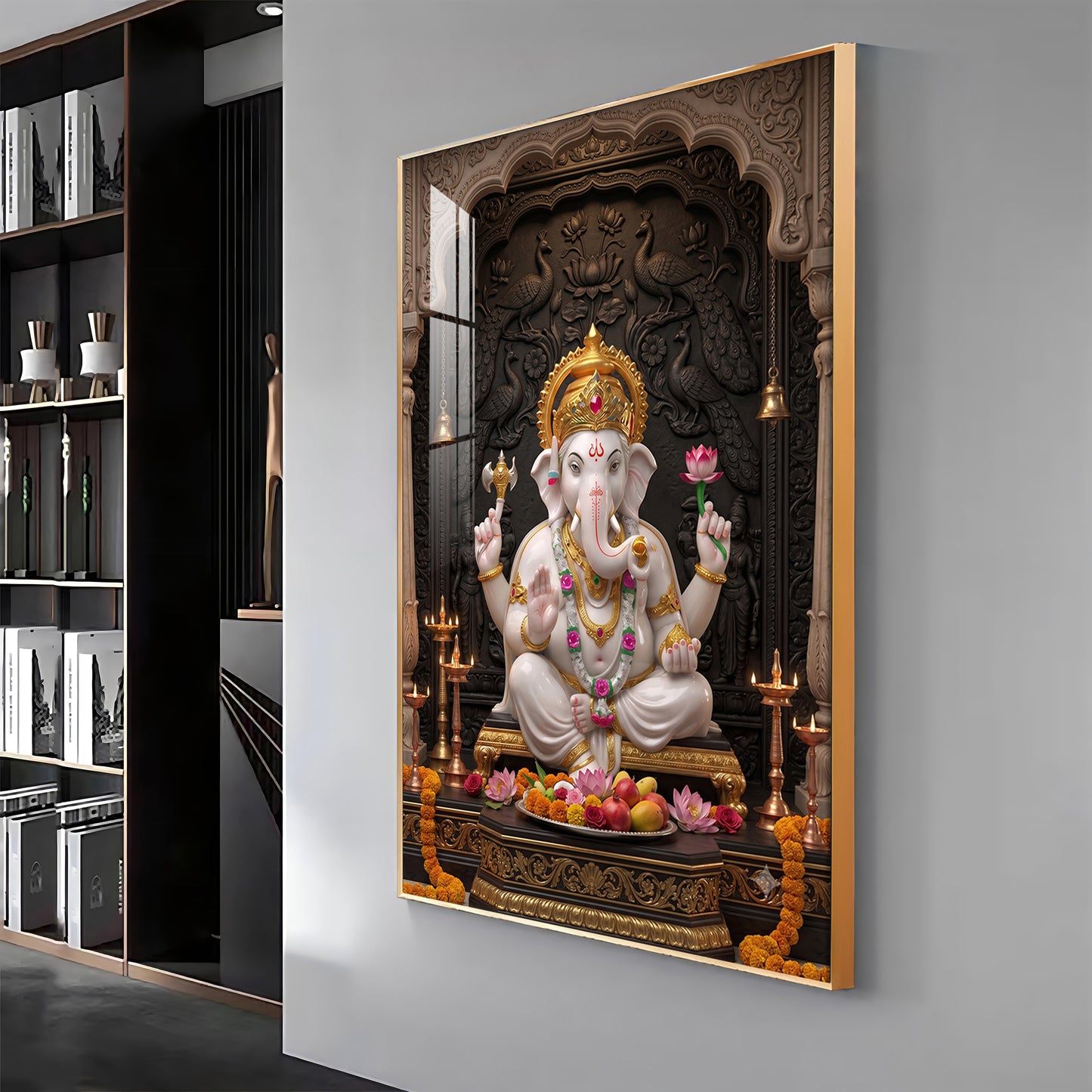 Divine Vighnaharta Ganesh Ji Premium Acrylic Vertical Wall Art