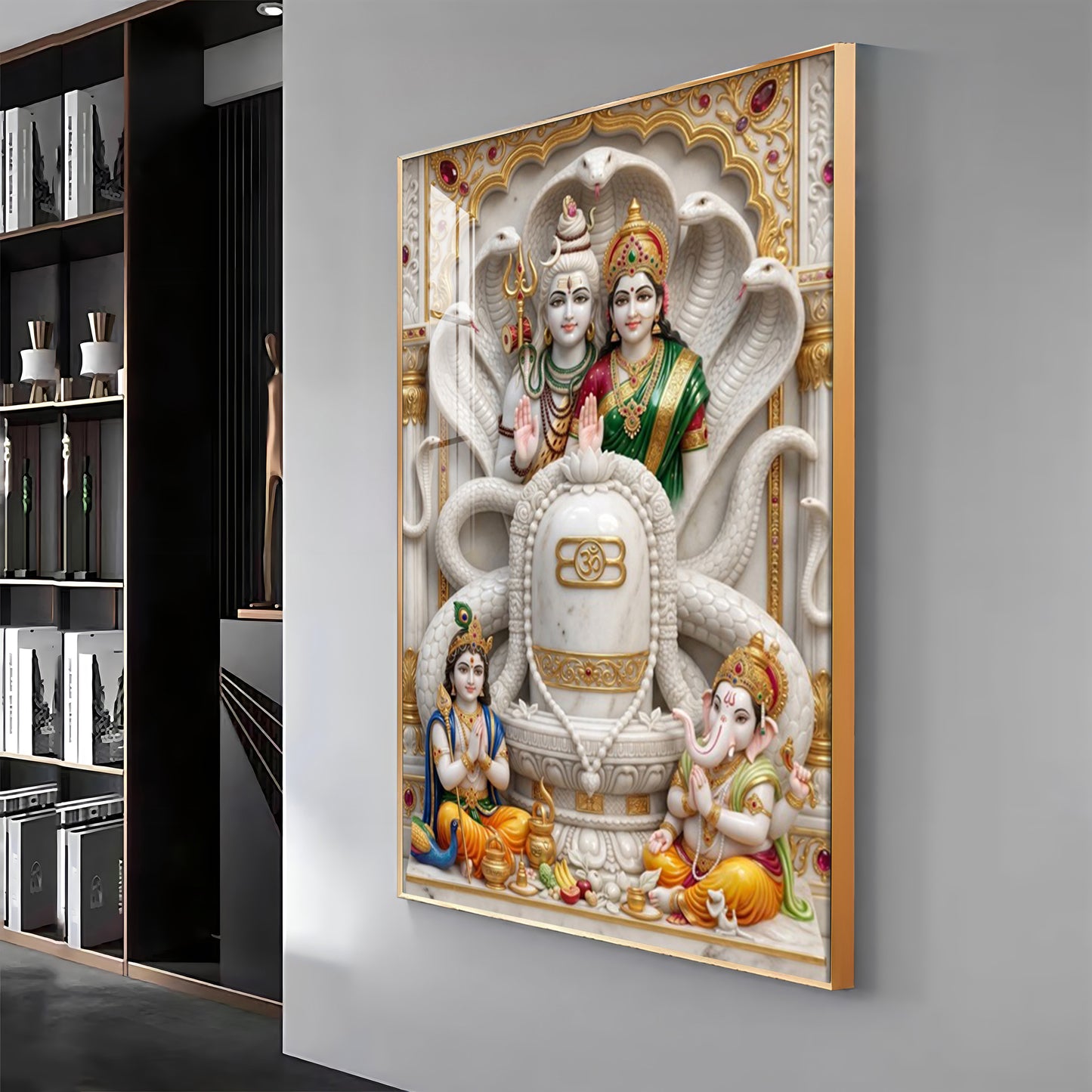 Shiv Parivar With Sivaling Premium Acrylic Vertical Wall Art