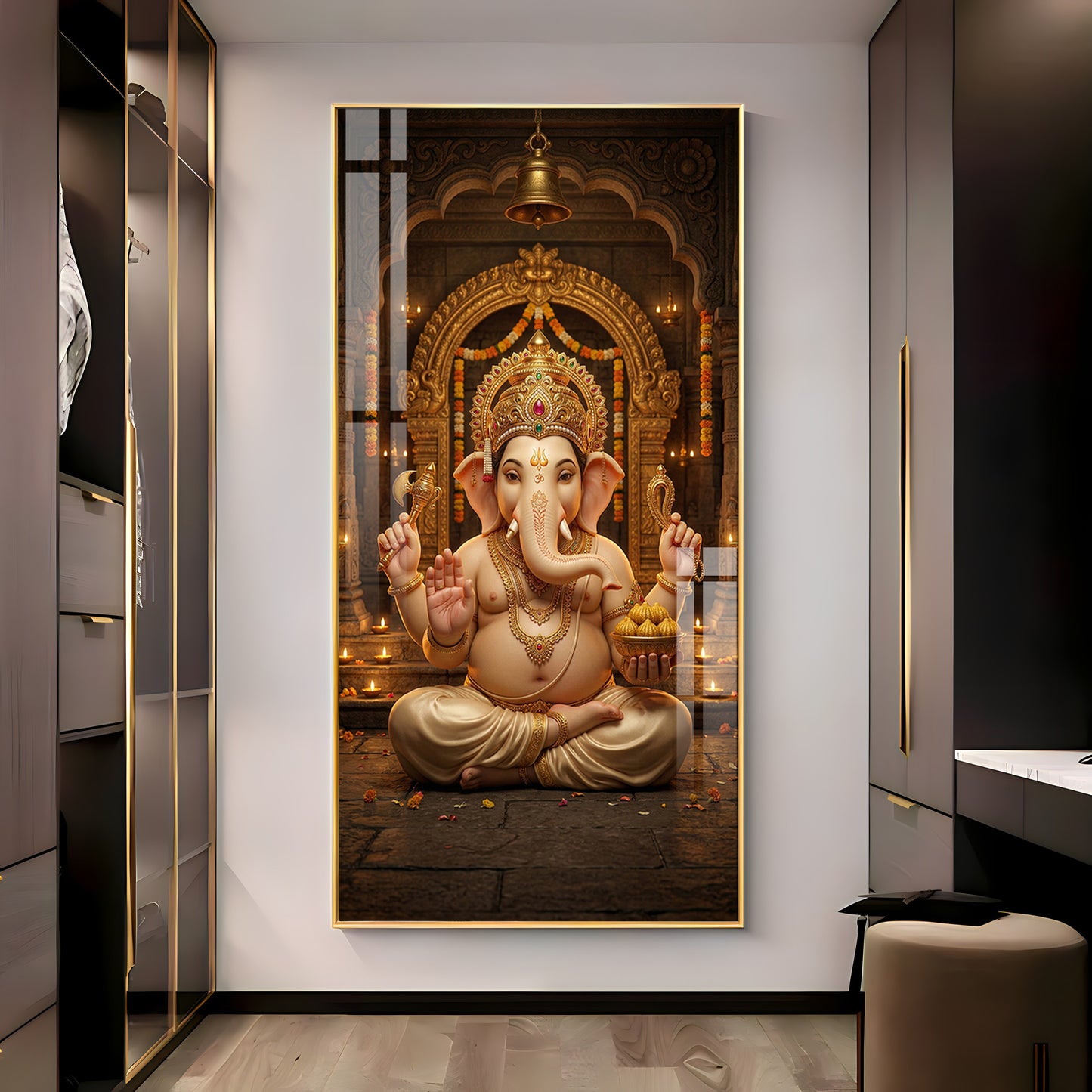 Lord Shree Ganesh Ji Premium Acrylic Vertical Wall Art