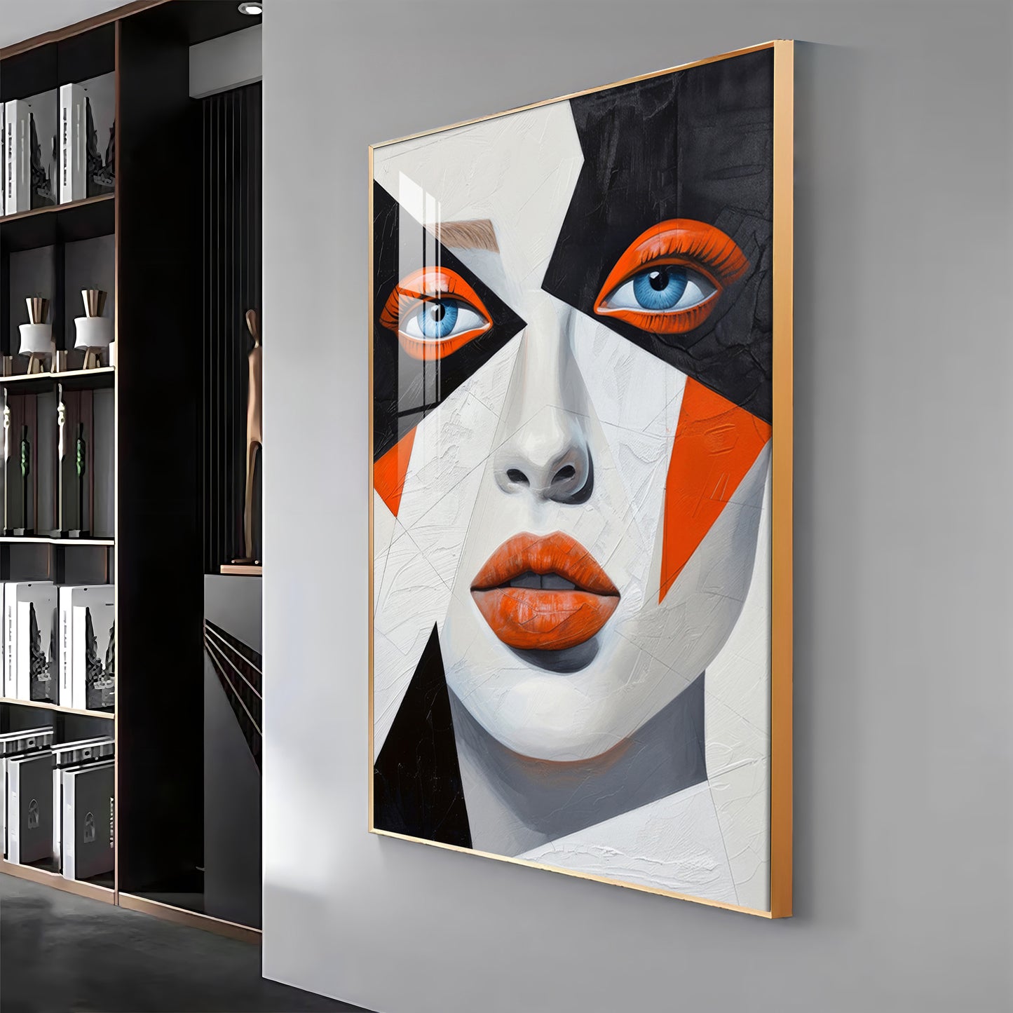 Woman With Orange Lips Premium Acrylic Vertical Wall Art