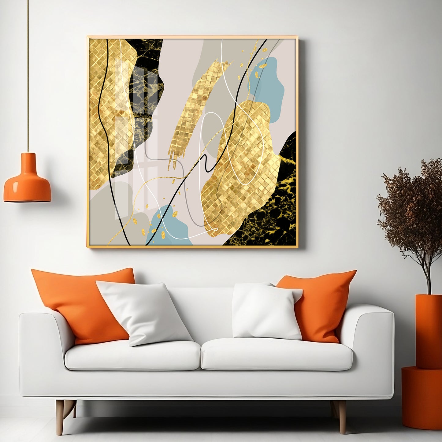 Abstract Gold & Black Premium Acrylic Square Wall Art