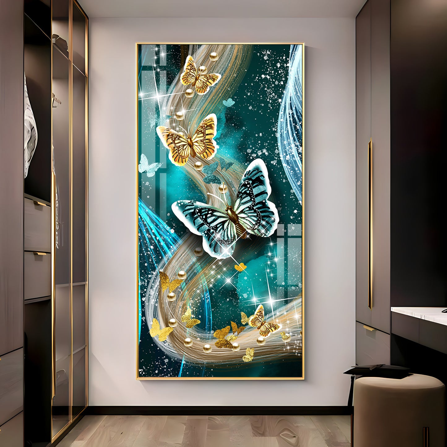 Pair Of Butterfly Premium Acrylic Vertical Wall Art