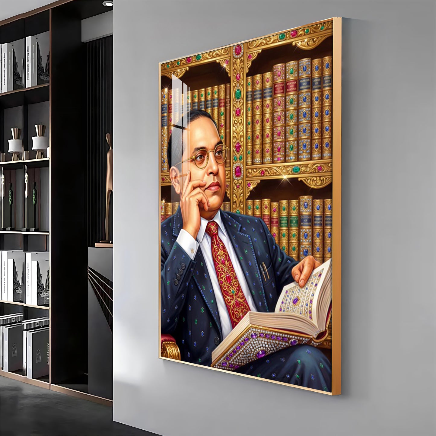Babasaheb With Indian Constitution Premium Acrylic Vertical Wall Art