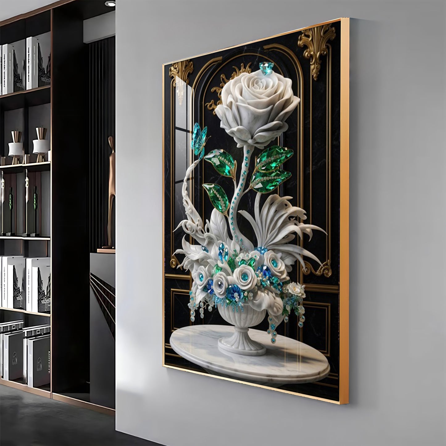 White Rose Premium Acrylic Vertical Wall Art
