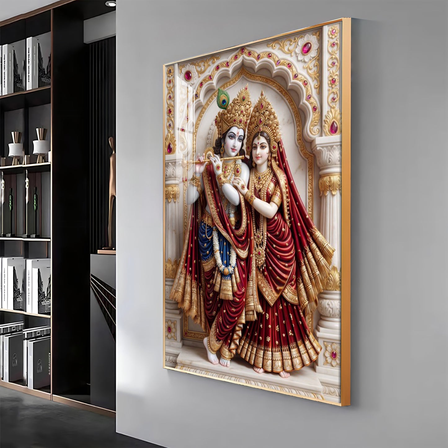 Divine Wisdom Of Radha Krishna Premium Acrylic Vertical Wall Art