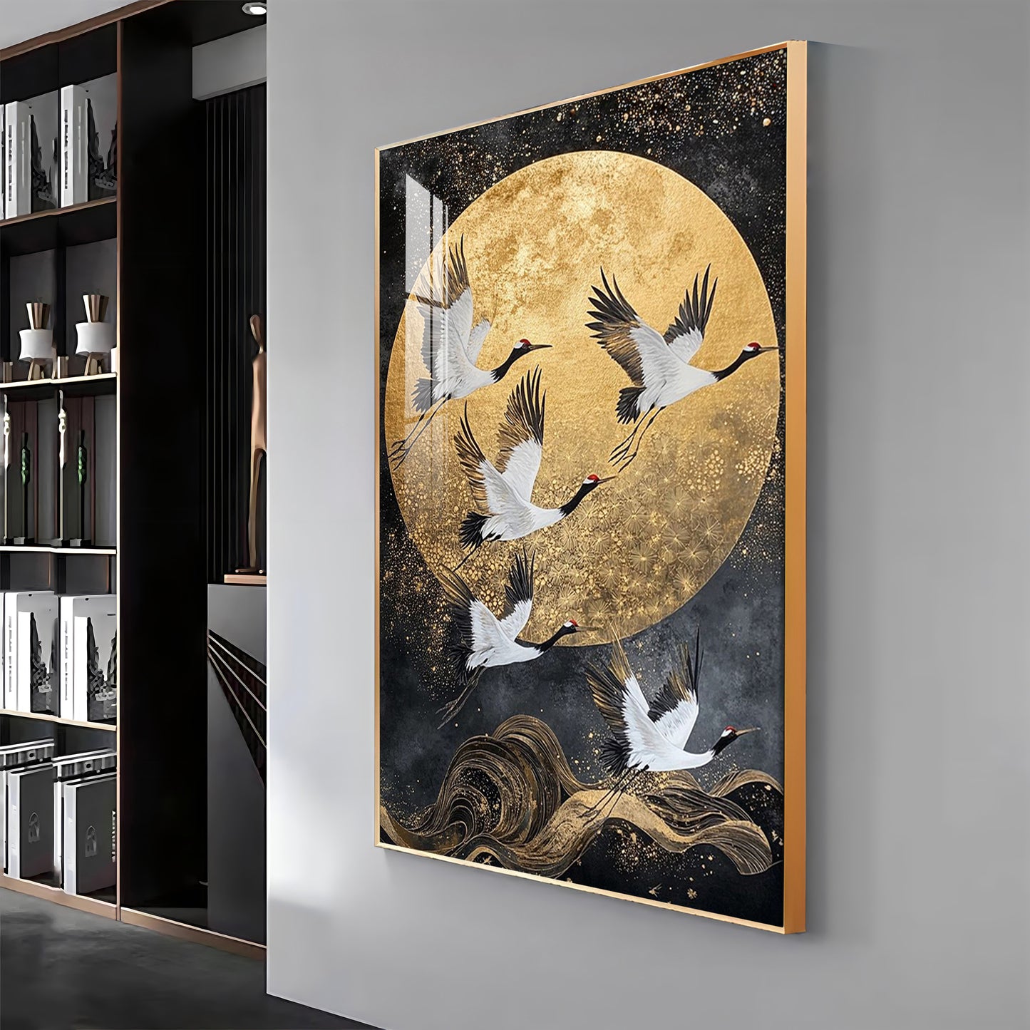 Majestic Cranes Soar Premium Acrylic Vertical Wall Art
