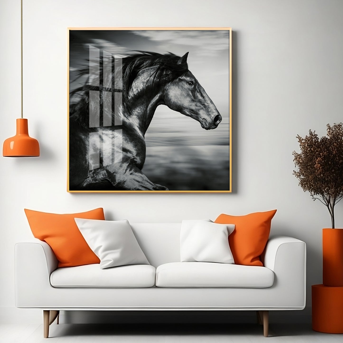 Wild Black Horse Premium Acrylic Square Wall Art