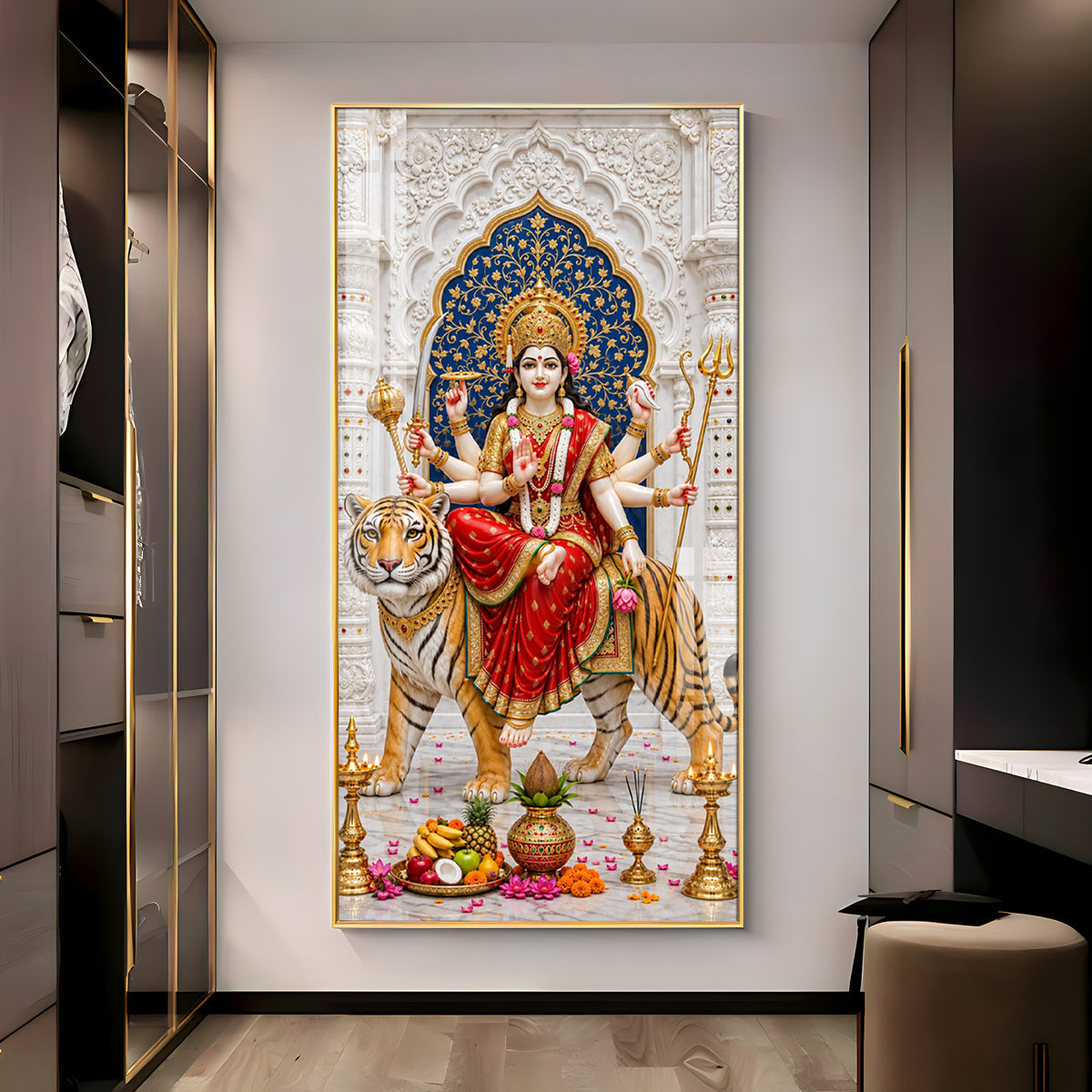 Elegant Durga Mata Premium Acrylic Vertical Wall Art