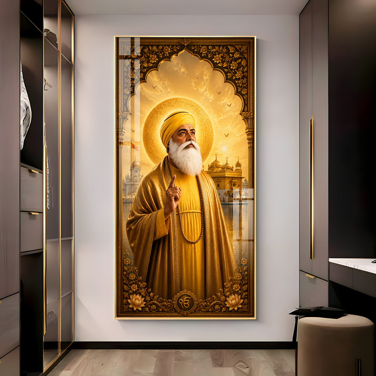 Guru Nanak Dev Ji With Blessing Premium Acrylic Vertical Wall Art