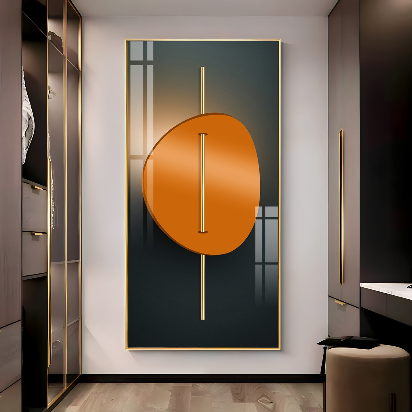 Abstract Orange Moon Premium Acrylic Vertical Wall Art
